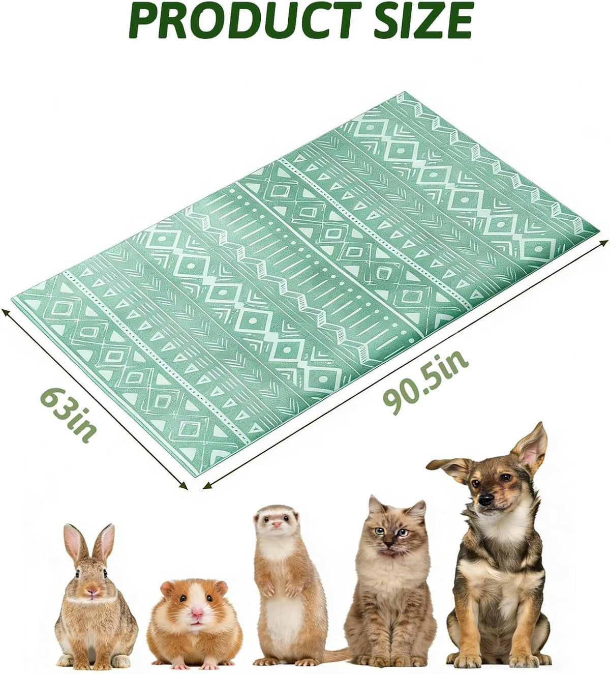 91" X 63" Extra Large Bunny Cage Liner Washable Guinea Pig Mat Large Animals Mats Animal Pads for Floor Indoor Rabbit Carpet for Chinchillas Cats Ferrets Dogs（Light Brown）