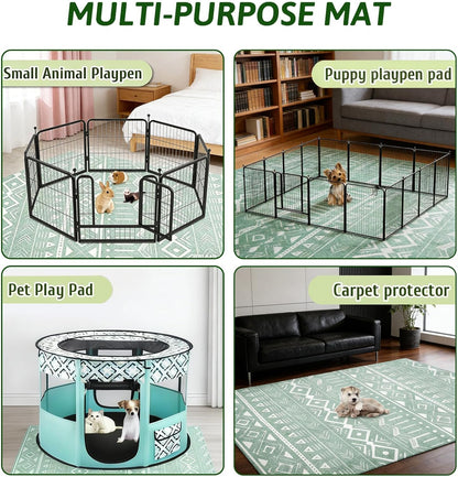91" X 63" Extra Large Bunny Cage Liner Washable Guinea Pig Mat Large Animals Mats Animal Pads for Floor Indoor Rabbit Carpet for Chinchillas Cats Ferrets Dogs（Light Brown）