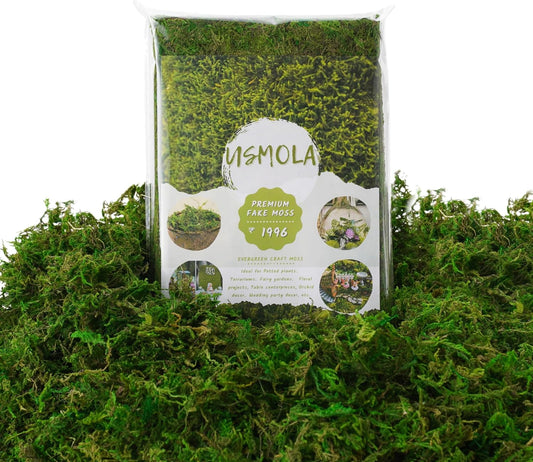 8OZ Fake Green Moss for Crafts, Terrariums, Fairy Gardens & Indoor Plants - Natural Looking Decorative Moss for Home Decor, Model Scenery & Plant Pot Filler (Realistic Green)