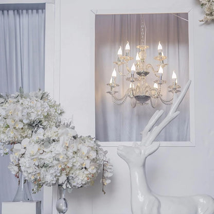 5 Pcs Artificial Phalaenopsis Flowers and 4 Bundles Leaves,Artificial Orchid Flowers with 4 Bundles Leaves Stem Plants for Home Wedding Decoration