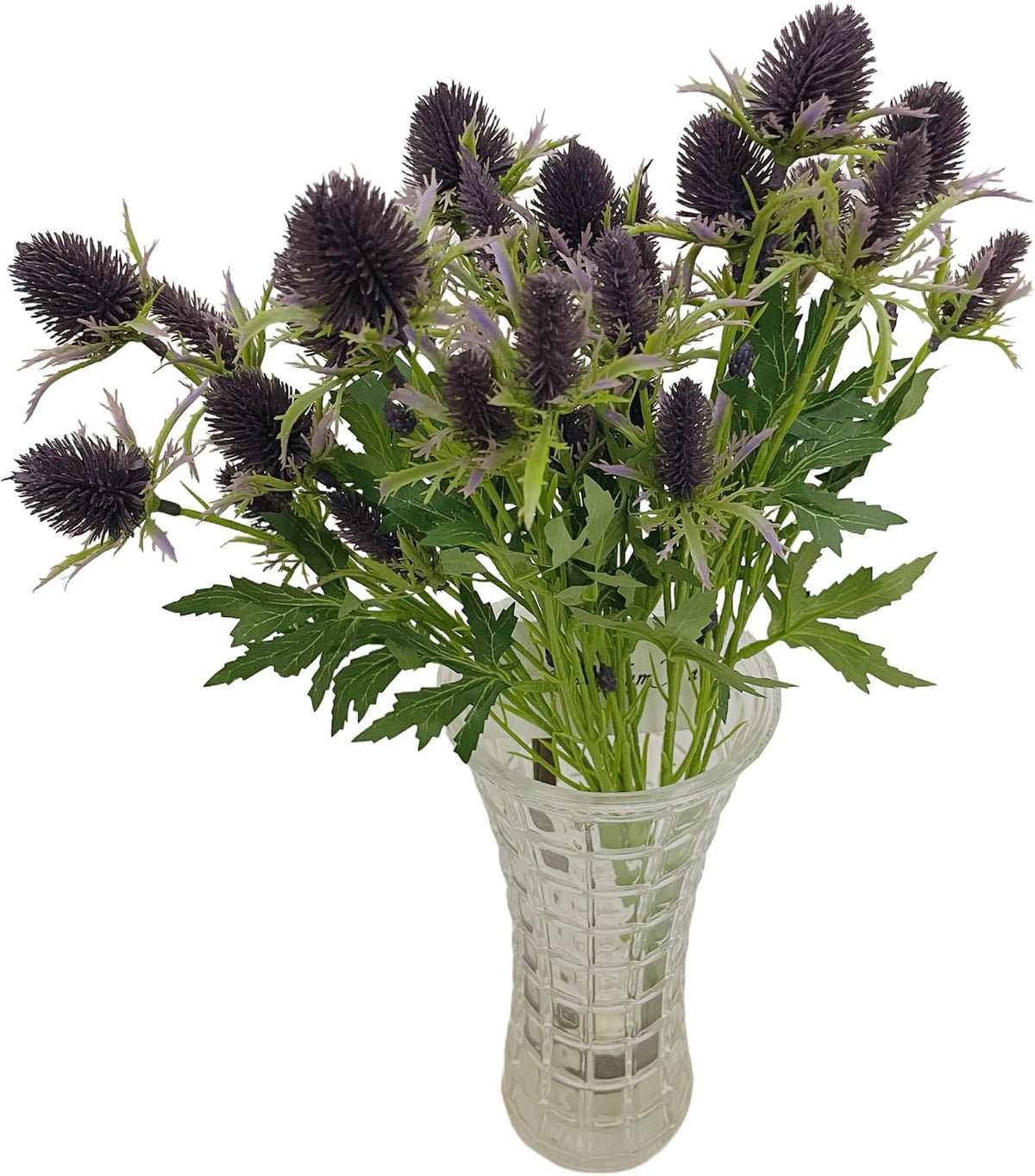 Artificial Flowers Artificial Thistle Spray Eryngo Fake Eryngium Foetidum Simulation Sea Holly for Wedding Bouquet Centerpiece Home Decor (Purple Gray, 3)
