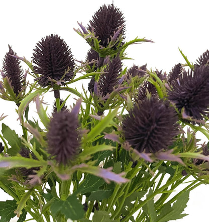 Artificial Flowers Artificial Thistle Spray Eryngo Fake Eryngium Foetidum Simulation Sea Holly for Wedding Bouquet Centerpiece Home Decor (Purple Gray, 3)