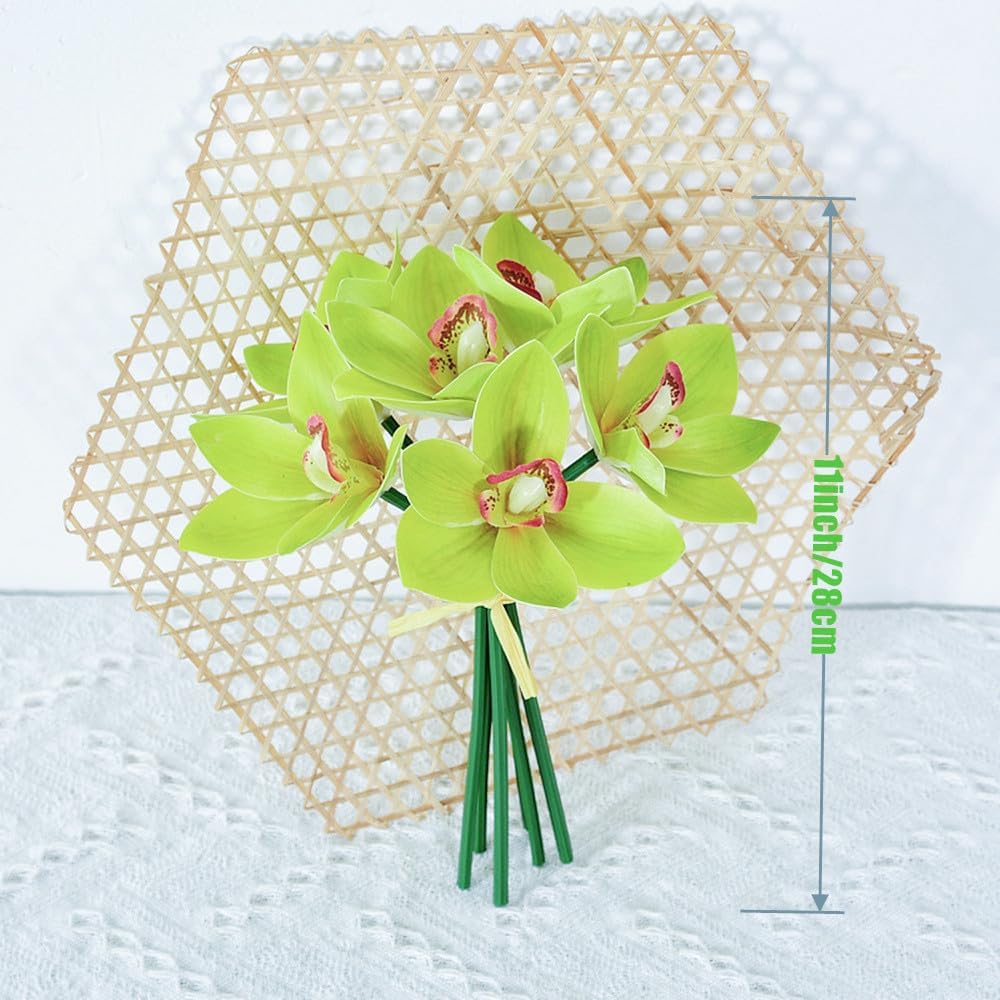 12 Pcs Orchids Artificial Flowers 11inch Outdoor Green Plants Fake Flowers Shrubs Plants for Home Garden Wedding Decoration