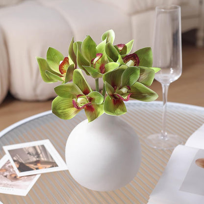 12 Pcs Orchids Artificial Flowers 11inch Outdoor Green Plants Fake Flowers Shrubs Plants for Home Garden Wedding Decoration