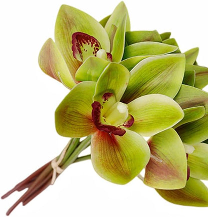 12 Pcs Orchids Artificial Flowers 11inch Outdoor Green Plants Fake Flowers Shrubs Plants for Home Garden Wedding Decoration