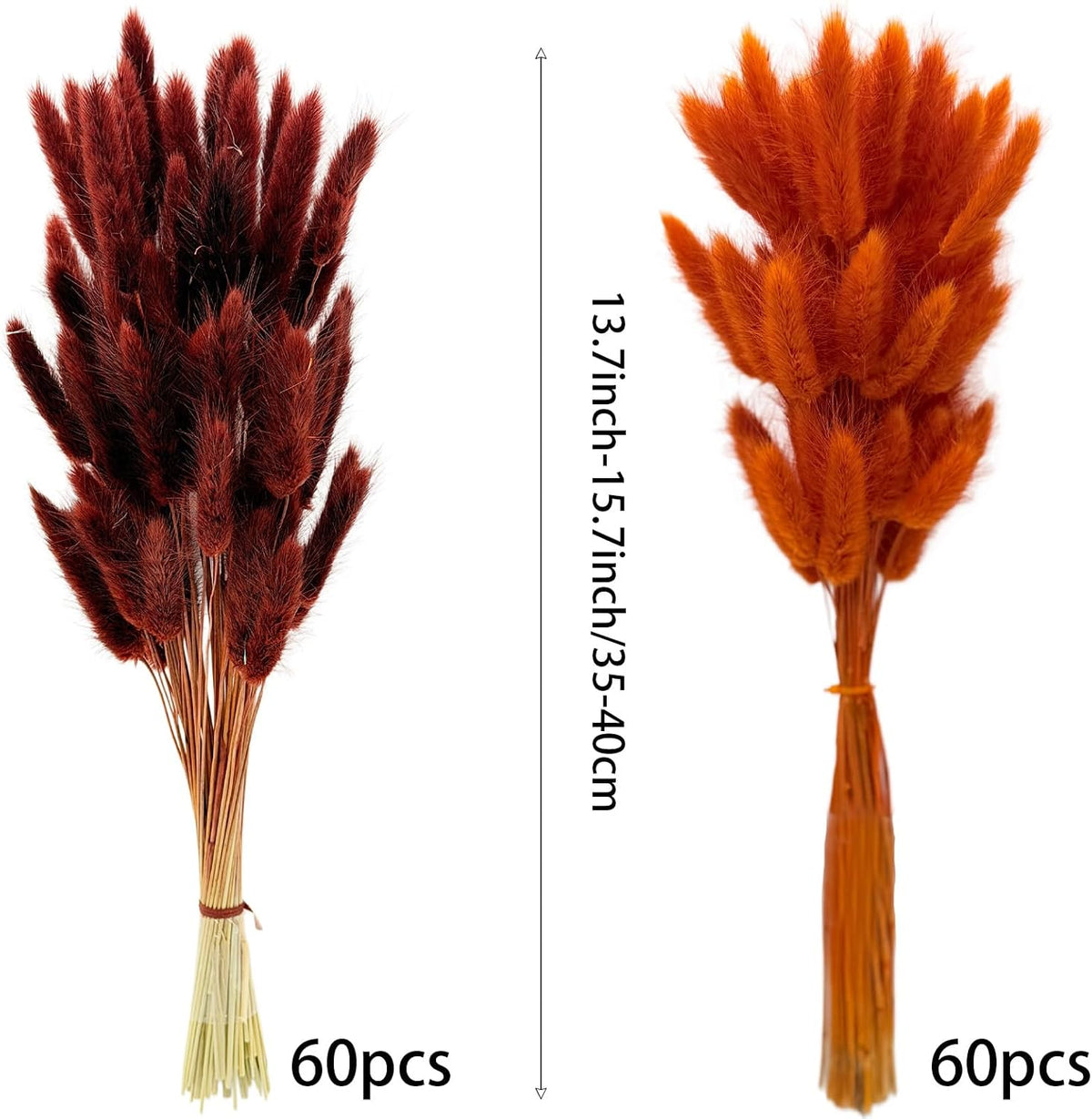 60pcs Dried Bunny Tails Flowers Red Pampas Grass Natural Dried Floral Arrangement Dry Flowers for Christmas Halloween Boho Decor Home Wedding DIY Craft Decoration (16")…