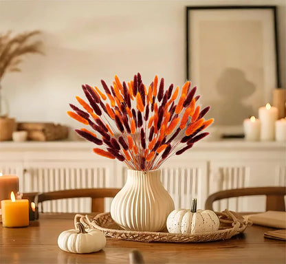 60pcs Dried Bunny Tails Flowers Red Pampas Grass Natural Dried Floral Arrangement Dry Flowers for Christmas Halloween Boho Decor Home Wedding DIY Craft Decoration (16")…