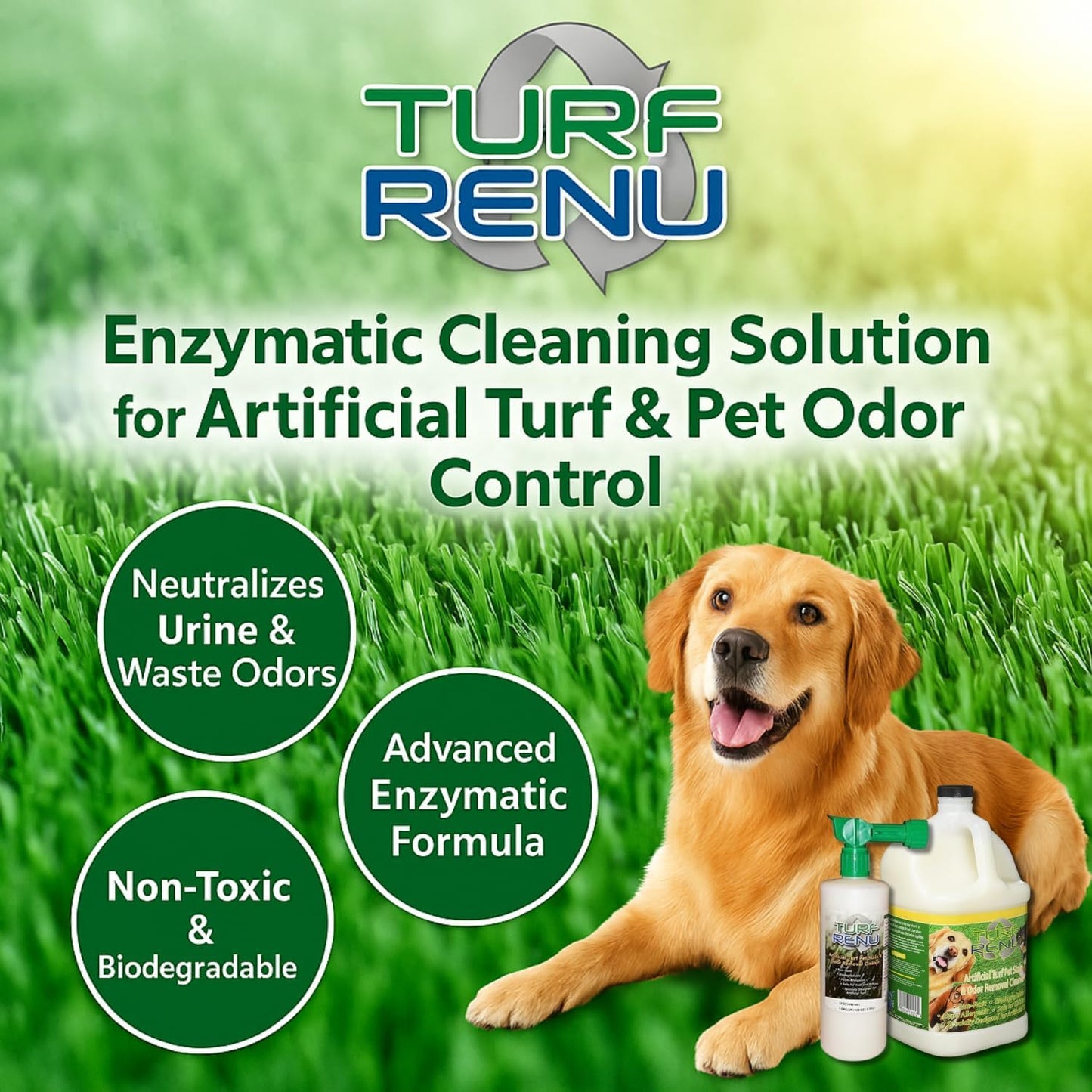 Tr10132 Bio-Enzymatic Cleaning Solution for Synthetic/Artificial Turf and Pet Odor Control with Sprayer, 32-Ounce, 2-Pack