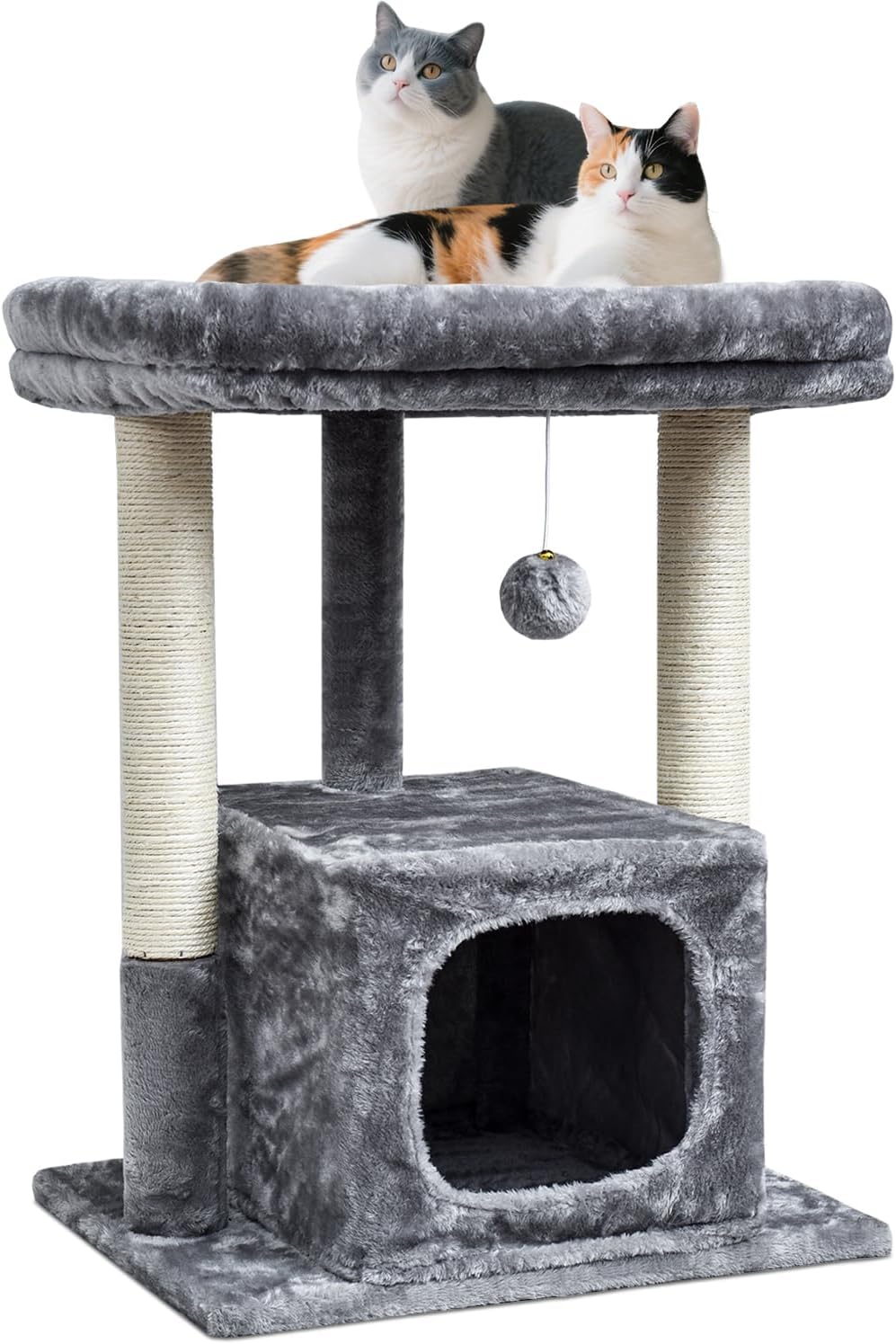 27" Cactus Cat Tree for Indoor Cats, Green Modern Activity Tower | Scratching Posts, Kitten Condo with Plush Perch & Hanging Ball for Play