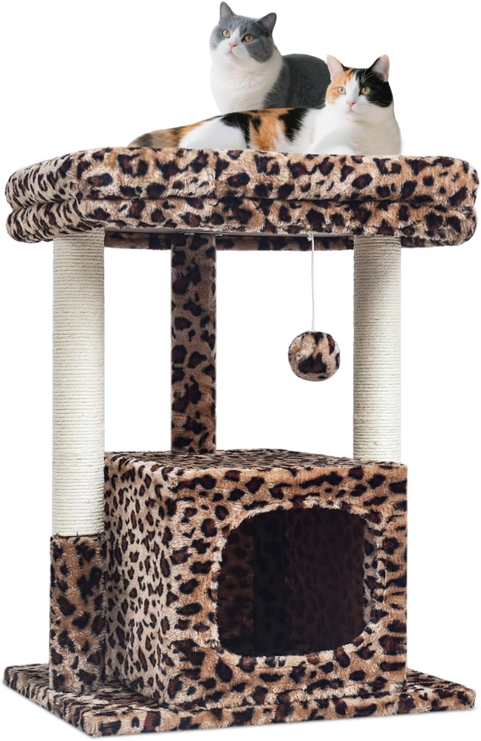 27" Cactus Cat Tree for Indoor Cats, Green Modern Activity Tower | Scratching Posts, Kitten Condo with Plush Perch & Hanging Ball for Play