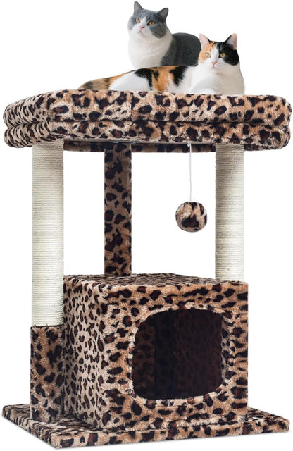 27" Cactus Cat Tree for Indoor Cats, Green Modern Activity Tower | Scratching Posts, Kitten Condo with Plush Perch & Hanging Ball for Play