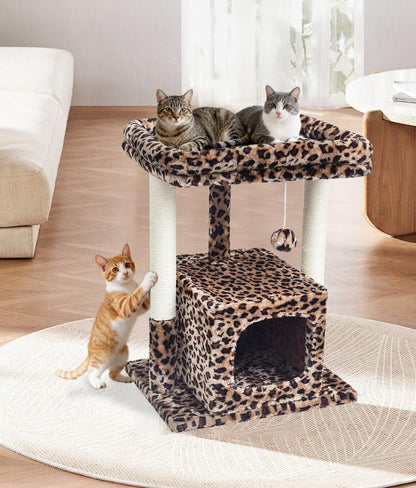 27" Cactus Cat Tree for Indoor Cats, Green Modern Activity Tower | Scratching Posts, Kitten Condo with Plush Perch & Hanging Ball for Play