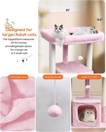 27" Cactus Cat Tree for Indoor Cats, Green Modern Activity Tower | Scratching Posts, Kitten Condo with Plush Perch & Hanging Ball for Play