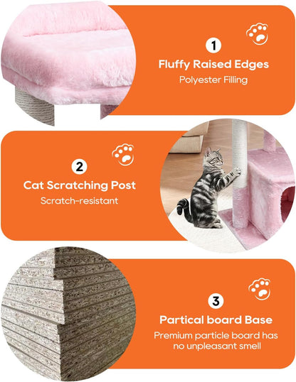 27" Cactus Cat Tree for Indoor Cats, Green Modern Activity Tower | Scratching Posts, Kitten Condo with Plush Perch & Hanging Ball for Play