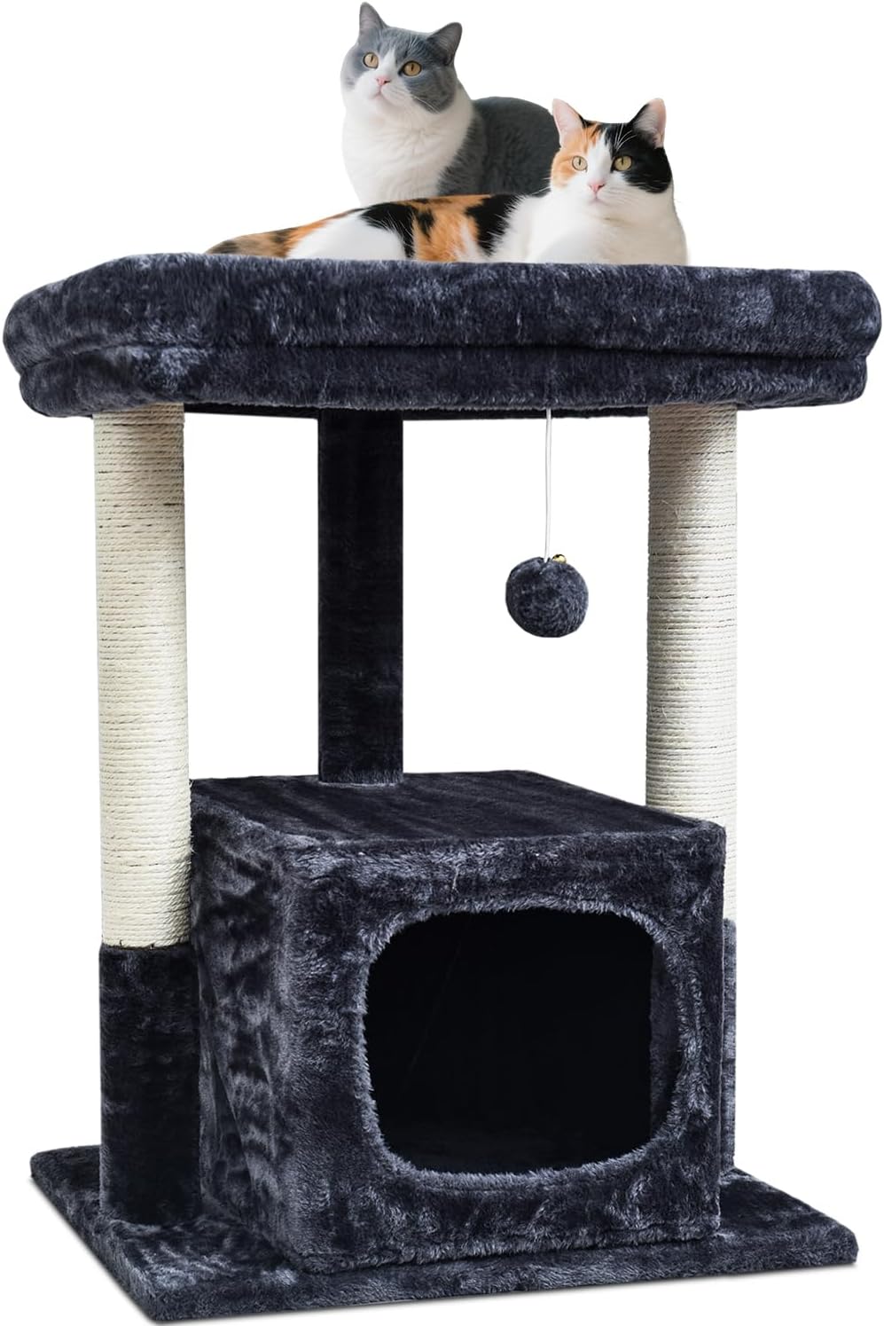 27" Cactus Cat Tree for Indoor Cats, Green Modern Activity Tower | Scratching Posts, Kitten Condo with Plush Perch & Hanging Ball for Play