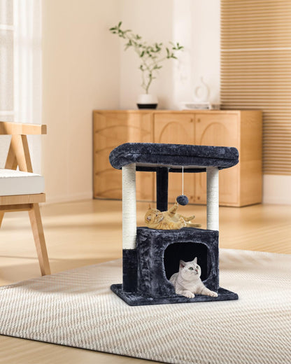 27" Cactus Cat Tree for Indoor Cats, Green Modern Activity Tower | Scratching Posts, Kitten Condo with Plush Perch & Hanging Ball for Play