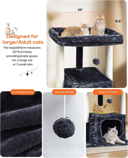 27" Cactus Cat Tree for Indoor Cats, Green Modern Activity Tower | Scratching Posts, Kitten Condo with Plush Perch & Hanging Ball for Play