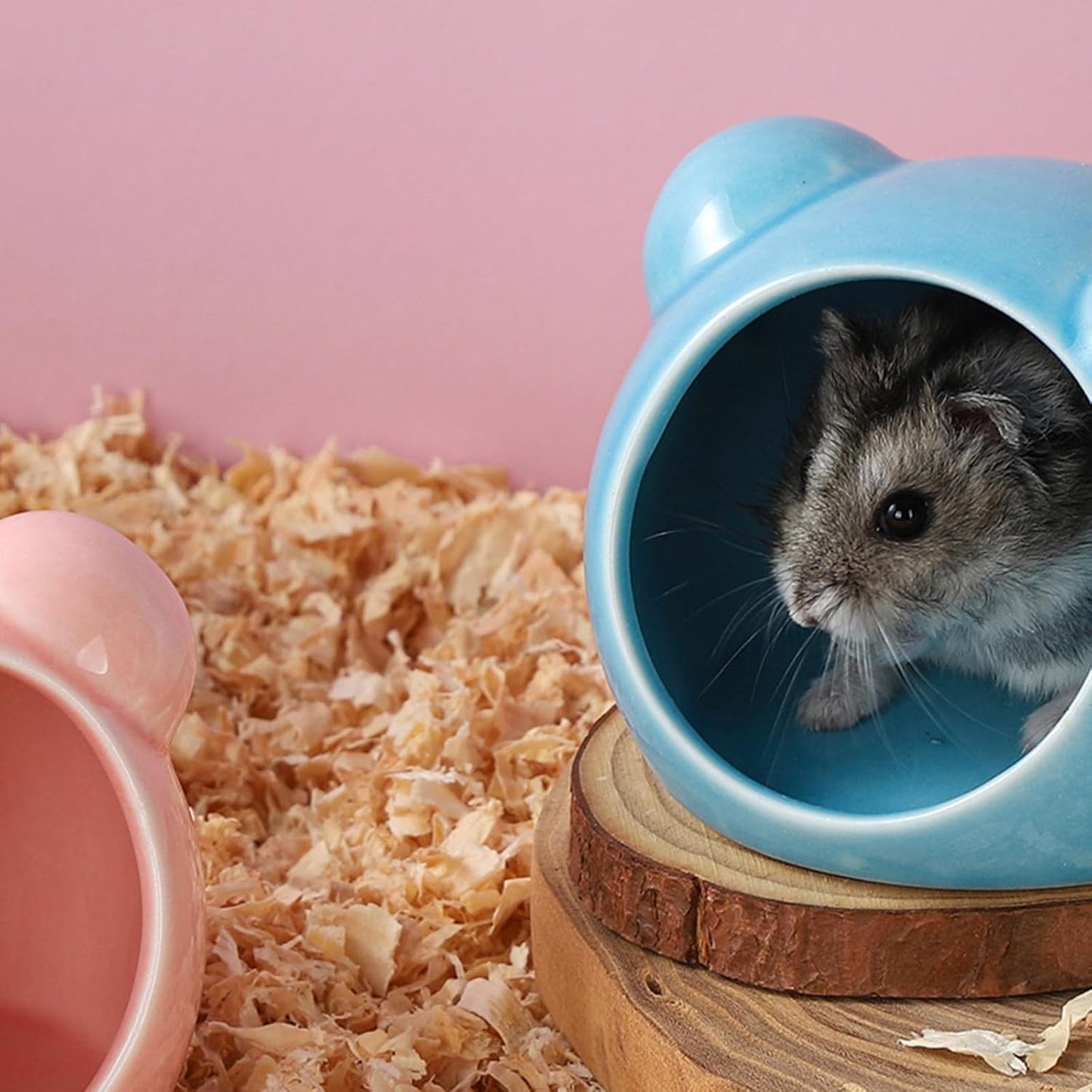 2 Pack Ceramic Hamster Hideout Yellow and White Small Animal Hides for Gerbils Mice Cute Summer Cooling Houses for Cage Accessories