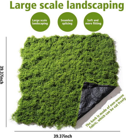 Artificial Moss mat, Green, 39.37 x 39.37 inches (Dark Green), Waterproof Indoor and Outdoor Decorative Moss mat, Fake Moss Wall Decorative Flower Decoration for Craftsmanship