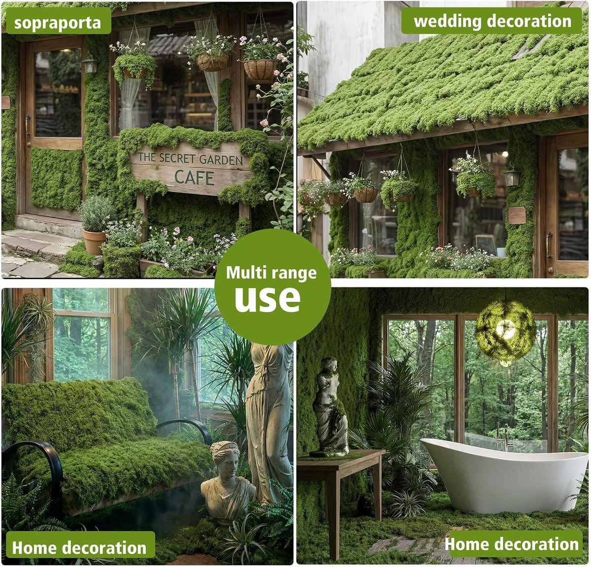 Artificial Moss mat, Green, 39.37 x 39.37 inches (Dark Green), Waterproof Indoor and Outdoor Decorative Moss mat, Fake Moss Wall Decorative Flower Decoration for Craftsmanship