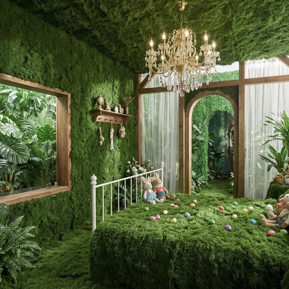 Artificial Moss mat, Green, 39.37 x 39.37 inches (Dark Green), Waterproof Indoor and Outdoor Decorative Moss mat, Fake Moss Wall Decorative Flower Decoration for Craftsmanship