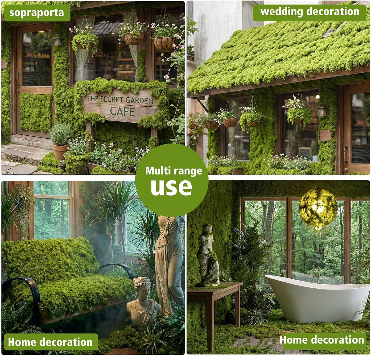 Artificial Moss mat, Green, 39.37 x 39.37 inches (Dark Green), Waterproof Indoor and Outdoor Decorative Moss mat, Fake Moss Wall Decorative Flower Decoration for Craftsmanship