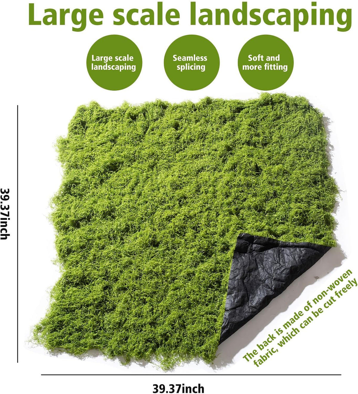 Artificial Moss mat, Green, 39.37 x 39.37 inches (Dark Green), Waterproof Indoor and Outdoor Decorative Moss mat, Fake Moss Wall Decorative Flower Decoration for Craftsmanship