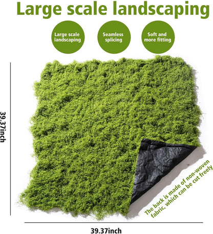 Artificial Moss mat, Green, 39.37 x 39.37 inches (Dark Green), Waterproof Indoor and Outdoor Decorative Moss mat, Fake Moss Wall Decorative Flower Decoration for Craftsmanship