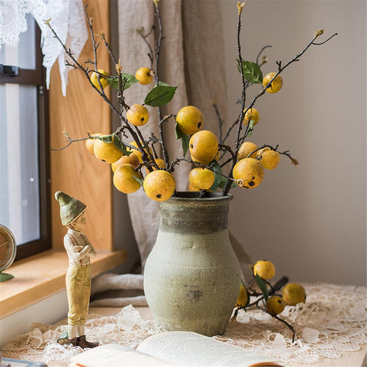 3PCS Artificial Pear Tree Branches Fake Pear Fruit Spur