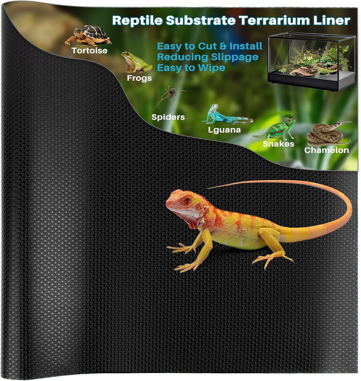 MAQIHAN Reptile Mat for Bearded Dragon Tanks - 6.5 FT Bearded Dragon Carpet