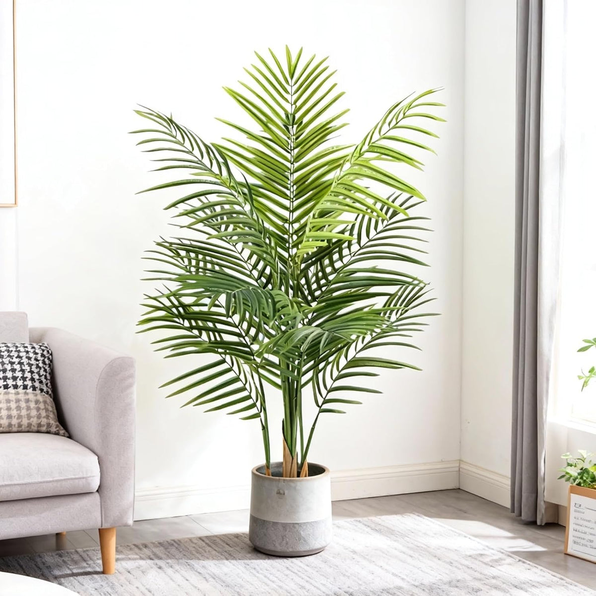 Artificial Palm Tree Indoor 4ft, Large Fake Tropical Areca Palm Tree with 13 Trunks, Faux Dypsis Lutescens Floor Plant in Pot for Indoor Outdoor Home Office Decor & Housewarming Gift