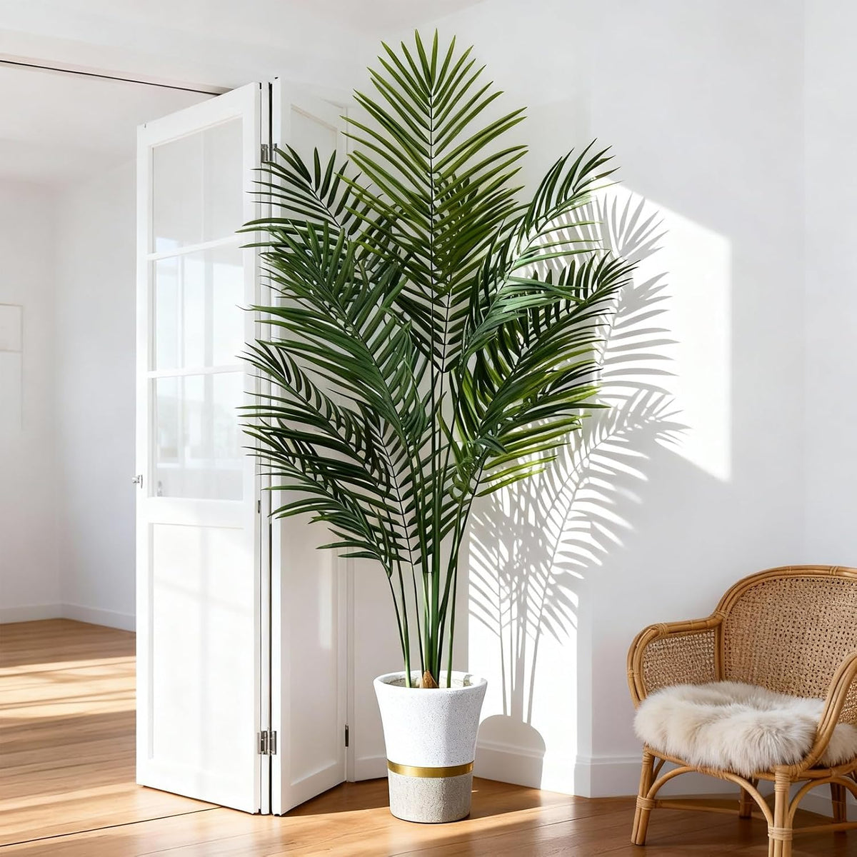 Artificial Palm Tree Indoor 4ft, Large Fake Tropical Areca Palm Tree with 13 Trunks, Faux Dypsis Lutescens Floor Plant in Pot for Indoor Outdoor Home Office Decor & Housewarming Gift
