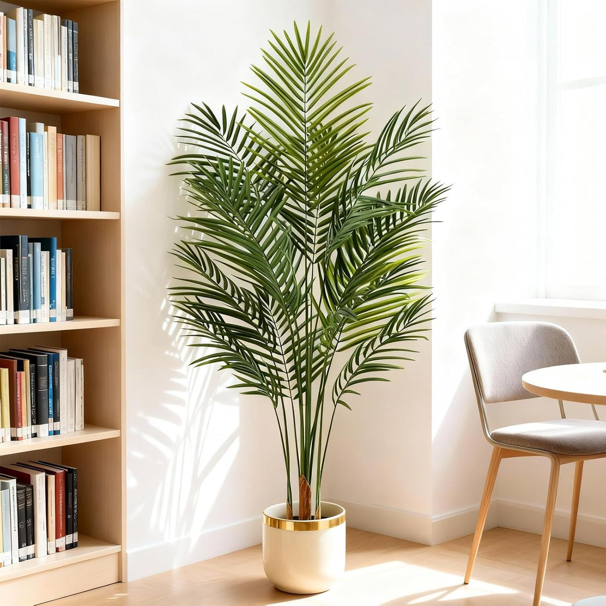 Artificial Palm Tree Indoor 4ft, Large Fake Tropical Areca Palm Tree with 13 Trunks, Faux Dypsis Lutescens Floor Plant in Pot for Indoor Outdoor Home Office Decor & Housewarming Gift