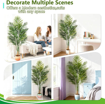 Artificial Palm Tree Indoor 4ft, Large Fake Tropical Areca Palm Tree with 13 Trunks, Faux Dypsis Lutescens Floor Plant in Pot for Indoor Outdoor Home Office Decor & Housewarming Gift