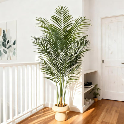 Artificial Palm Tree Indoor 4ft, Large Fake Tropical Areca Palm Tree with 13 Trunks, Faux Dypsis Lutescens Floor Plant in Pot for Indoor Outdoor Home Office Decor & Housewarming Gift