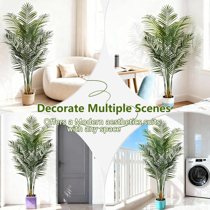 Artificial Palm Tree Indoor 4ft, Large Fake Tropical Areca Palm Tree with 13 Trunks, Faux Dypsis Lutescens Floor Plant in Pot for Indoor Outdoor Home Office Decor & Housewarming Gift