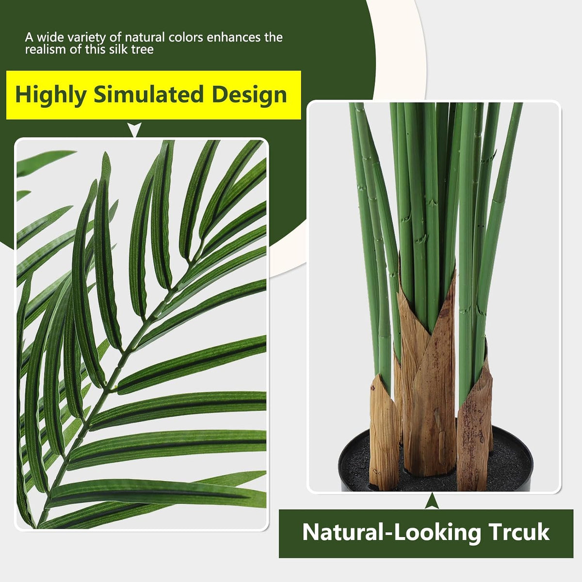 Artificial Palm Tree Indoor 4ft, Large Fake Tropical Areca Palm Tree with 13 Trunks, Faux Dypsis Lutescens Floor Plant in Pot for Indoor Outdoor Home Office Decor & Housewarming Gift