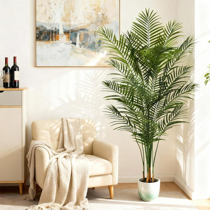 Artificial Palm Tree Indoor 4ft, Large Fake Tropical Areca Palm Tree with 13 Trunks, Faux Dypsis Lutescens Floor Plant in Pot for Indoor Outdoor Home Office Decor & Housewarming Gift