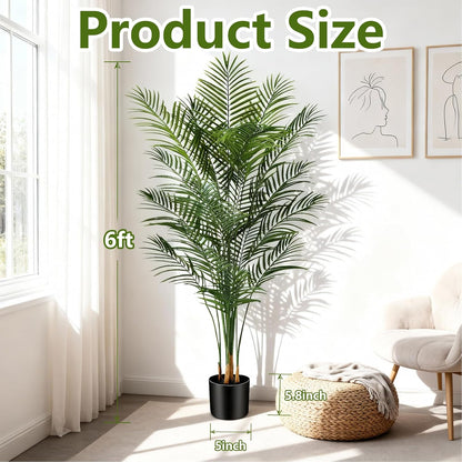 Artificial Palm Tree Indoor 4ft, Large Fake Tropical Areca Palm Tree with 13 Trunks, Faux Dypsis Lutescens Floor Plant in Pot for Indoor Outdoor Home Office Decor & Housewarming Gift