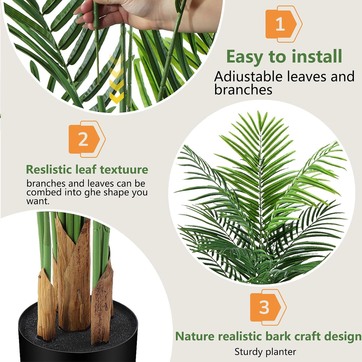 Artificial Palm Tree Indoor 4ft, Large Fake Tropical Areca Palm Tree with 13 Trunks, Faux Dypsis Lutescens Floor Plant in Pot for Indoor Outdoor Home Office Decor & Housewarming Gift
