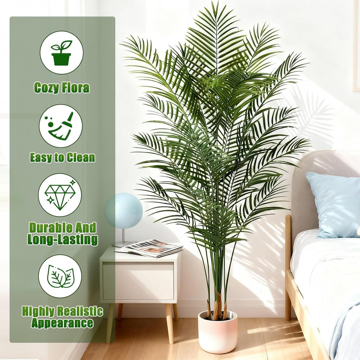 Artificial Palm Tree Indoor 4ft, Large Fake Tropical Areca Palm Tree with 13 Trunks, Faux Dypsis Lutescens Floor Plant in Pot for Indoor Outdoor Home Office Decor & Housewarming Gift