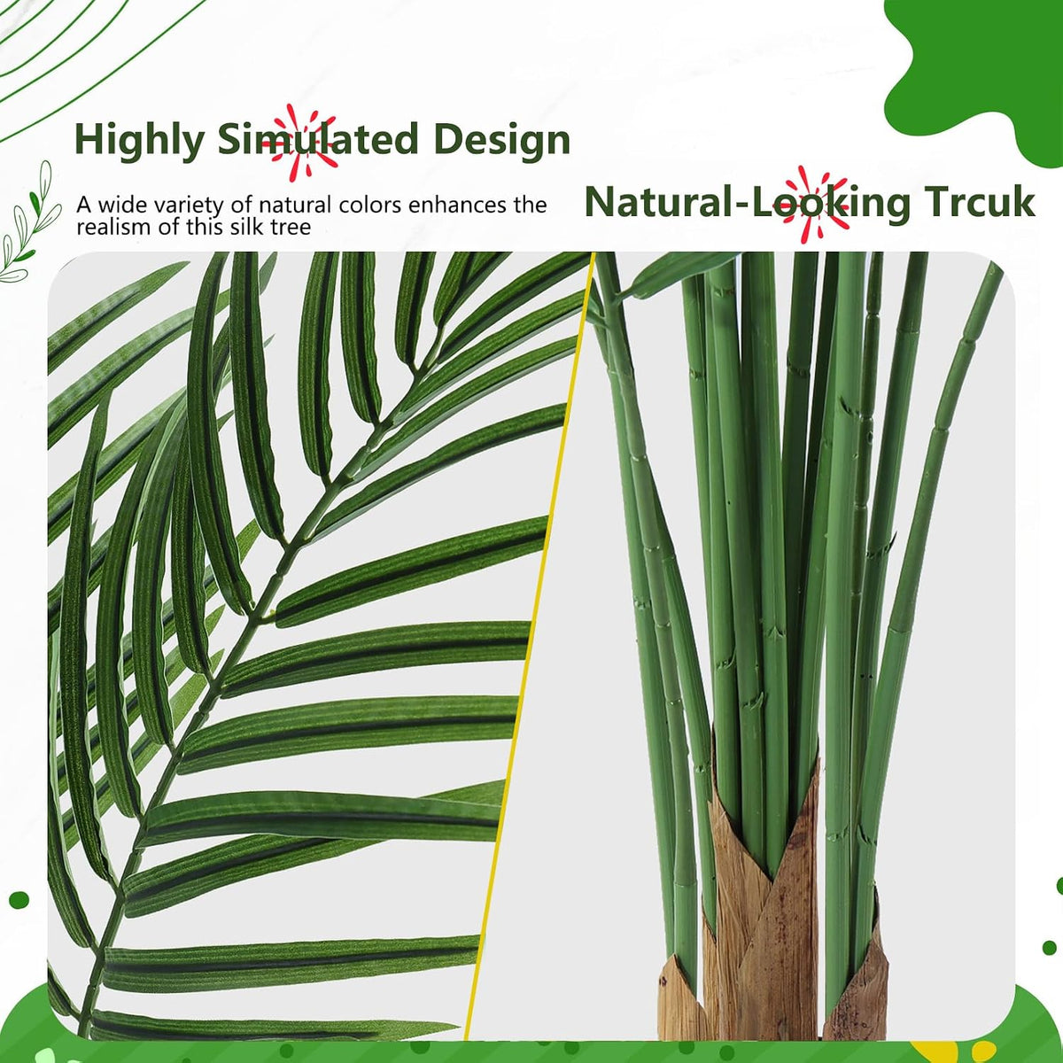 Artificial Palm Tree Indoor 4ft, Large Fake Tropical Areca Palm Tree with 13 Trunks, Faux Dypsis Lutescens Floor Plant in Pot for Indoor Outdoor Home Office Decor & Housewarming Gift
