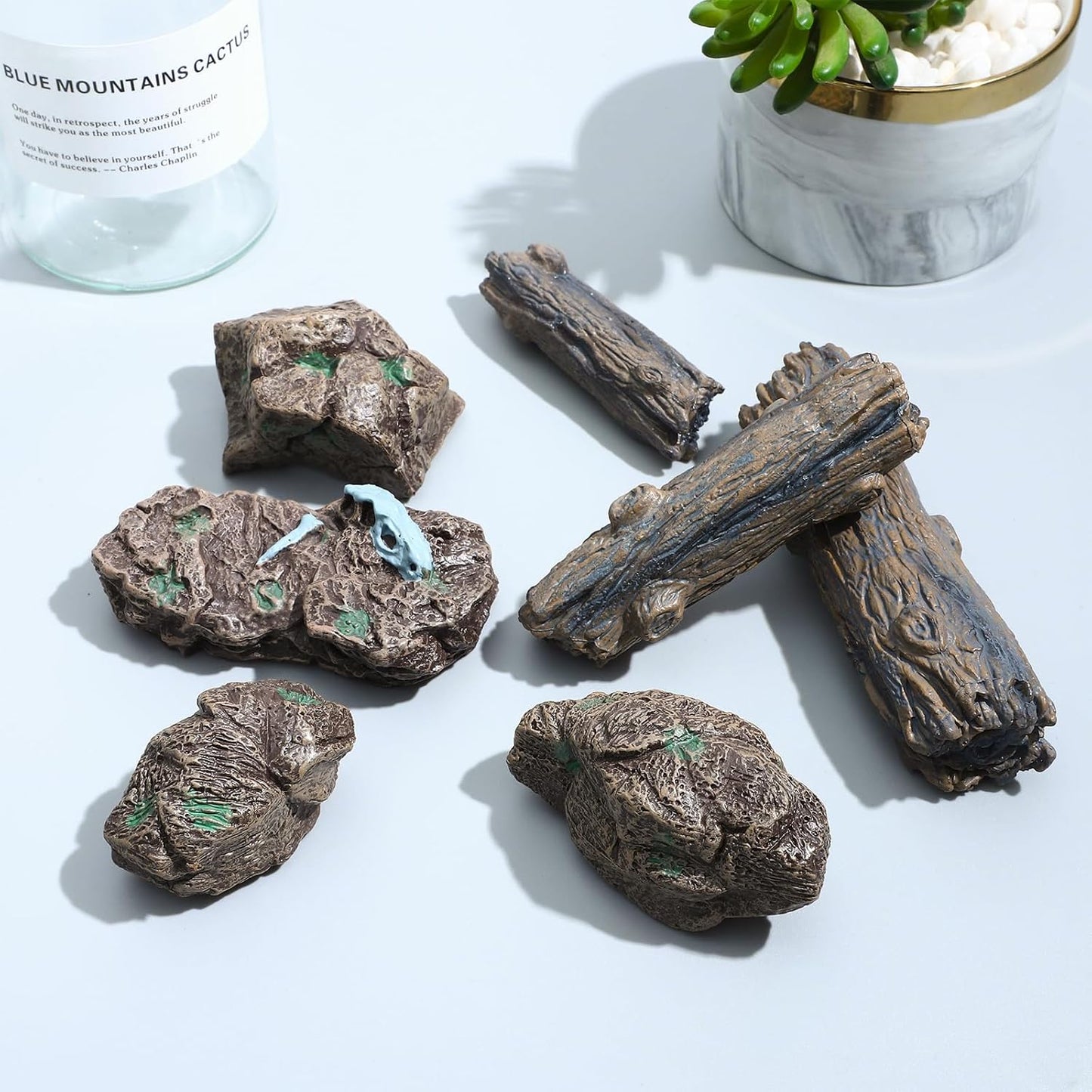 ONEST 8 Pieces Model Cactus Artificial Fake Cacti Stones for Home Decoration Miniature Landscape Landform Diorama Project