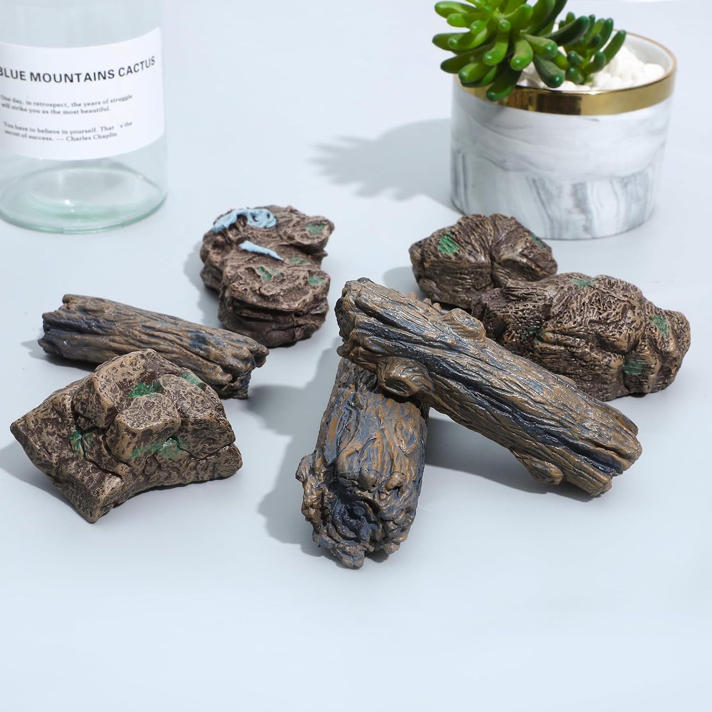 ONEST 8 Pieces Model Cactus Artificial Fake Cacti Stones for Home Decoration Miniature Landscape Landform Diorama Project