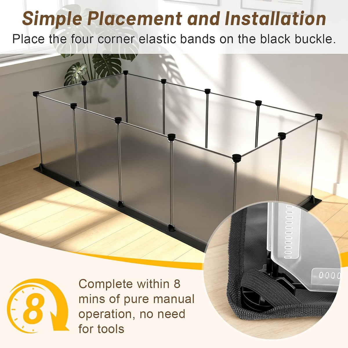 Guinea Pig Cage with Waterproof Mat & 12 Transparent Panels, Bunny Enclosure and Indoor Guinea Pig Playpen 48''L x 24''W x 16''H, Small Animal Playpen for Hamster, Hedgehog, Kitten, Rabbit