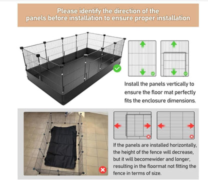 Guinea Pig Cage with Waterproof Mat & 12 Transparent Panels, Bunny Enclosure and Indoor Guinea Pig Playpen 48''L x 24''W x 16''H, Small Animal Playpen for Hamster, Hedgehog, Kitten, Rabbit