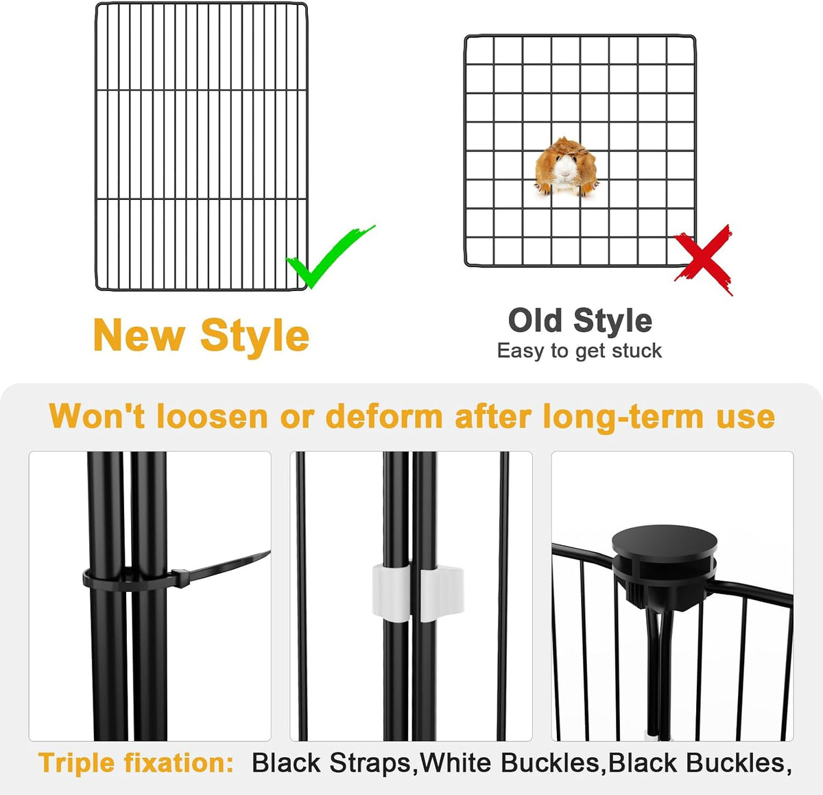 Guinea Pig Cage with Waterproof Mat & 12 Transparent Panels, Bunny Enclosure and Indoor Guinea Pig Playpen 48''L x 24''W x 16''H, Small Animal Playpen for Hamster, Hedgehog, Kitten, Rabbit