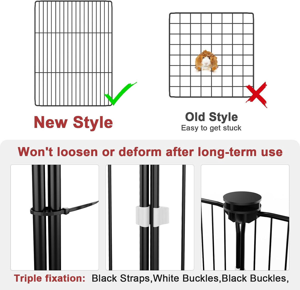 Guinea Pig Cage with Waterproof Mat & 12 Transparent Panels, Bunny Enclosure and Indoor Guinea Pig Playpen 48''L x 24''W x 16''H, Small Animal Playpen for Hamster, Hedgehog, Kitten, Rabbit