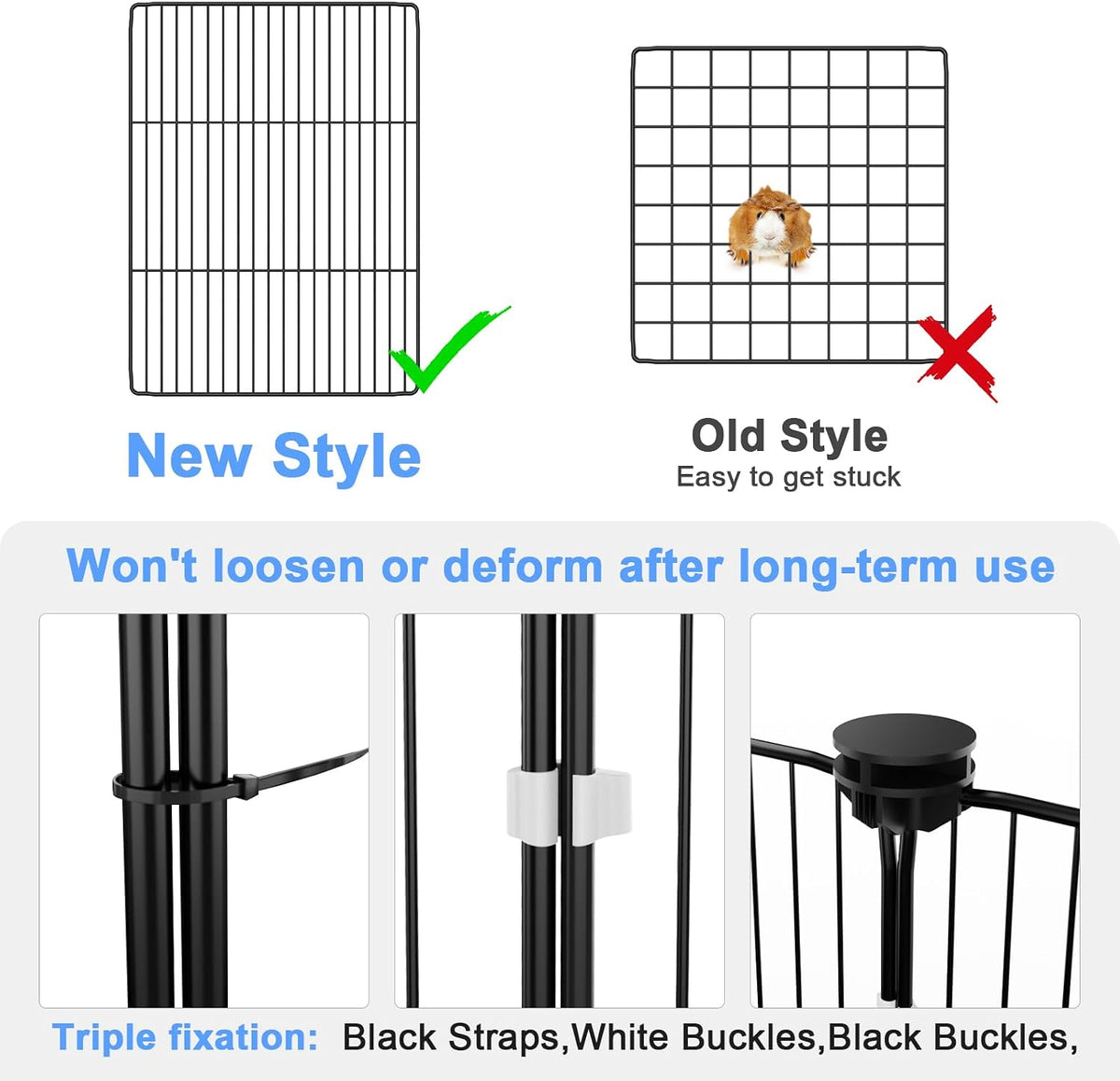 Guinea Pig Cage with Waterproof Mat & 12 Transparent Panels, Bunny Enclosure and Indoor Guinea Pig Playpen 48''L x 24''W x 16''H, Small Animal Playpen for Hamster, Hedgehog, Kitten, Rabbit