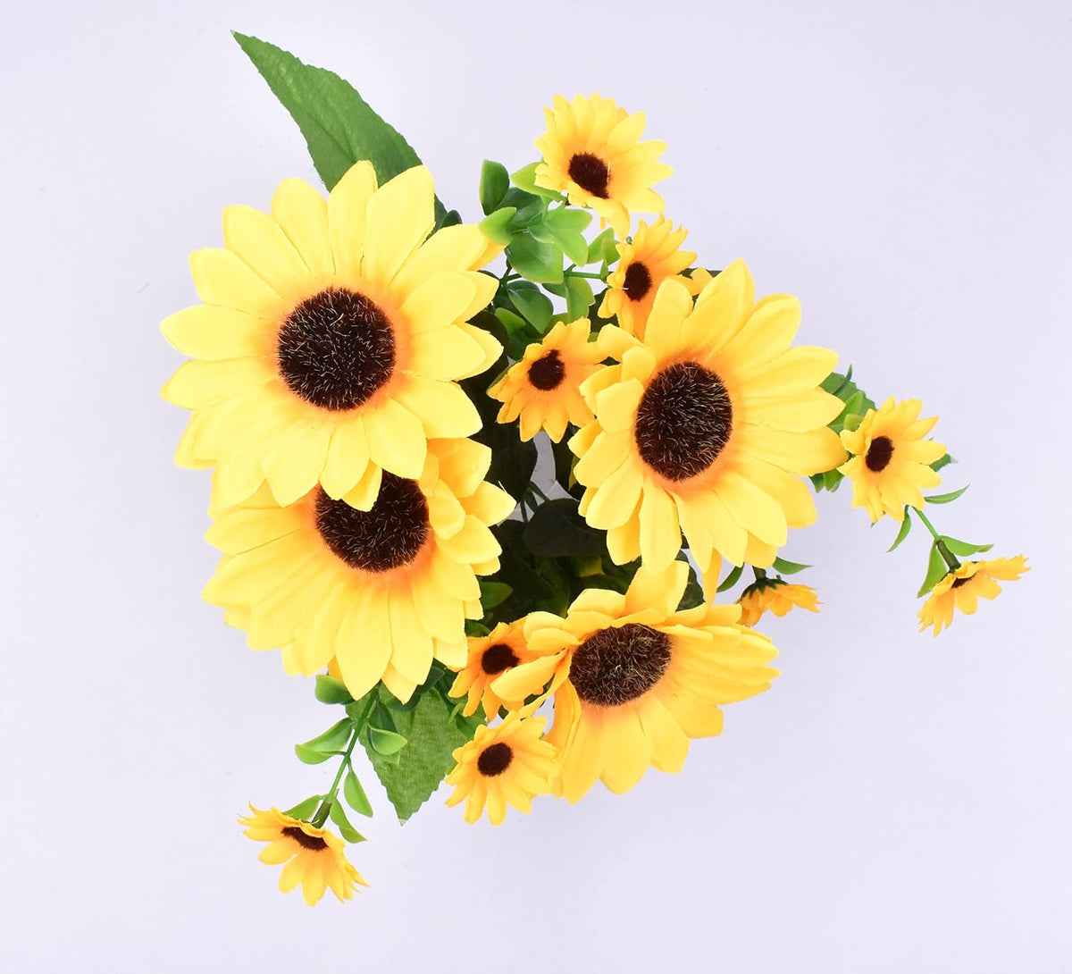 Beautiful Yellow Sunflowers Artificial Flowers Mini Fake Sunflowers Bouquet with Stems for Home Decoration Party DIY Wedding Bouquets Baby Shower Outdoor Indoor Decoration